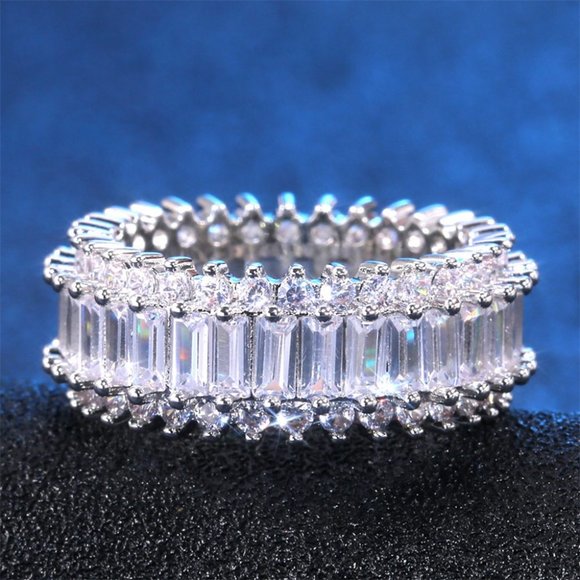 💥  Fashion Dainty Gems Zircon Beautiful Eternity Rings for Women, EVGG1369 - Picture 1 of 8